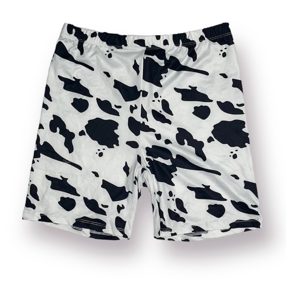 Shein cow print thin biker shorts and matching top size M